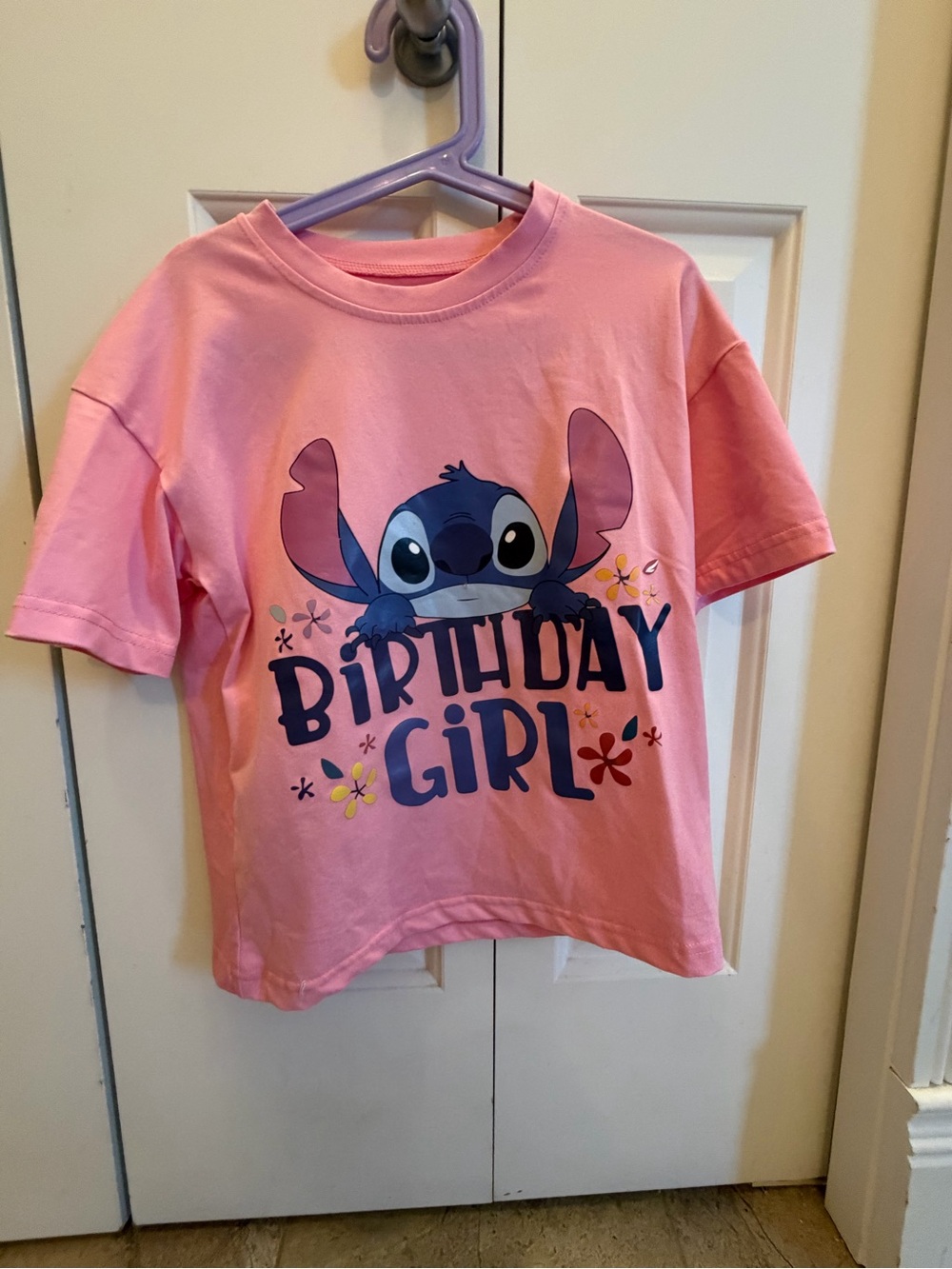 Pink "Birthday Girl" Stitch Graphic Tee for Kids